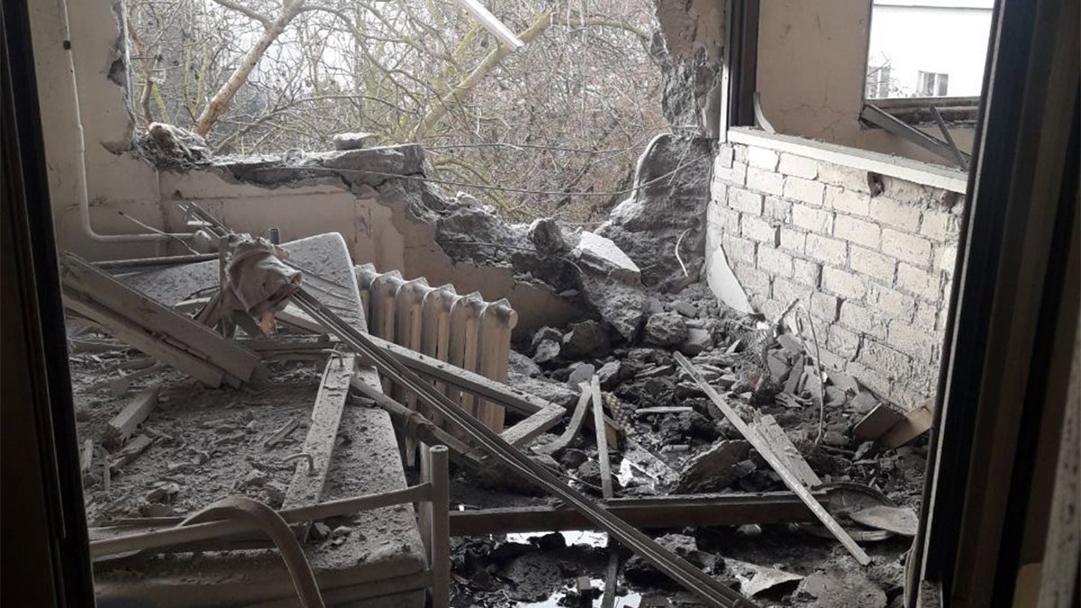 Zerstörung im Kinderkrankenhaus in Cherson